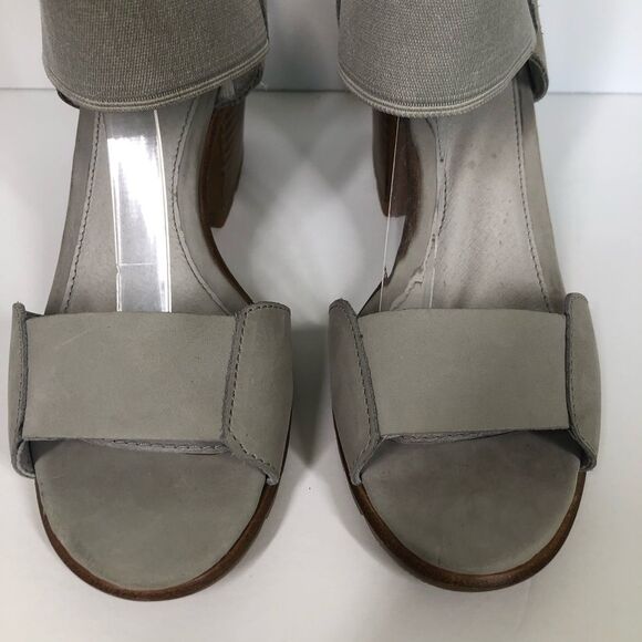 Sorel Nadia Dove Grey Sandals Nubuck Leather Ankle Strap Block Heel Lug Sole 9 - Picture 3 of 9